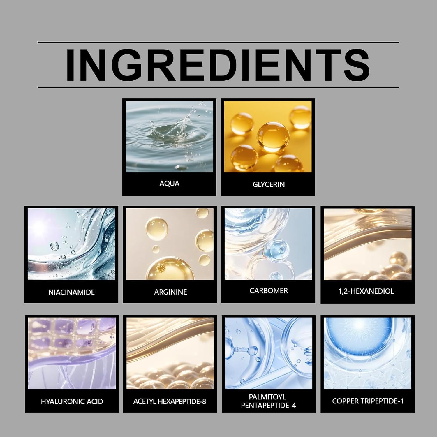 Closeup of ampoule formula highlights concentrated collagen for firming.