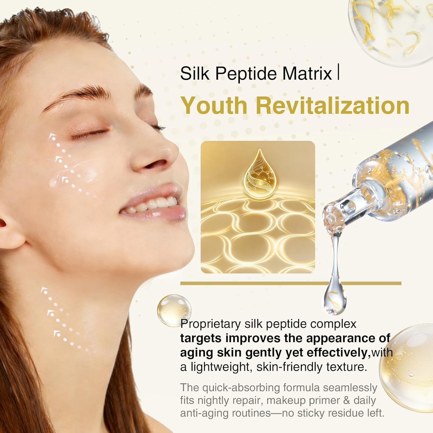 Closeup of serum texture shows smooth, fast absorption for daytime use.