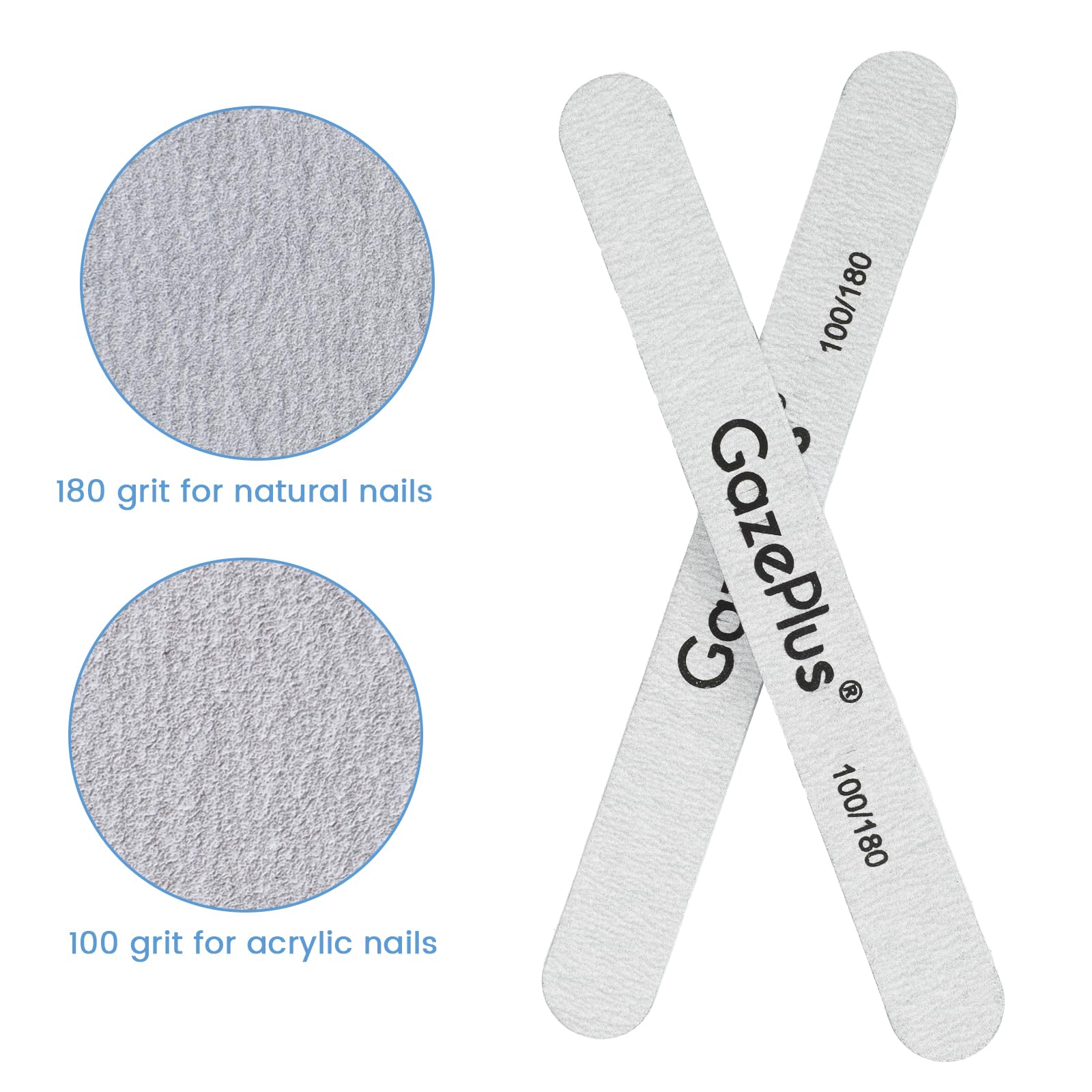GAZEPPLUS nail files 7-inch pack image shows portable design for salon or home use.