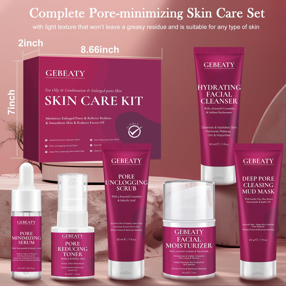 GEBEATY pore-minimizing set display showing refined texture and reduced oil
