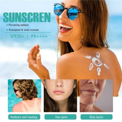 Relief Sun Organic cream texture swirl highlights non-greasy, comfortable skin feel.