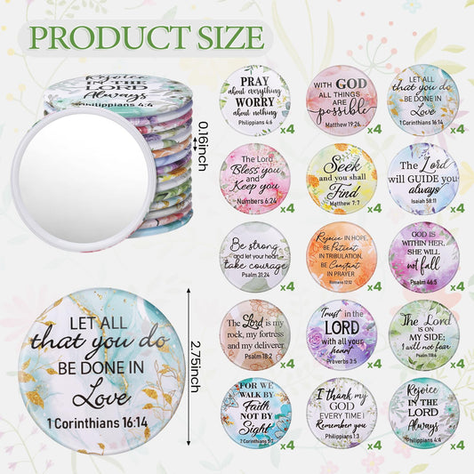 Geelin flower bible-verse compact mirror with vibrant design and verses.
