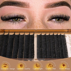 Geeneiya 14mm volume cluster lashes for dramatic fullness