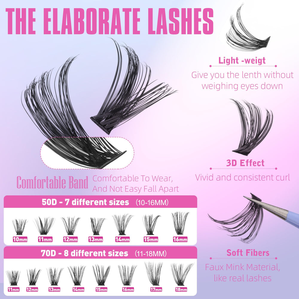 Geeneiya 50D lash clusters create natural, seamless lash maps.