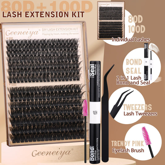 Geeneiya 80D+100D volume cluster lashes for dense fullness