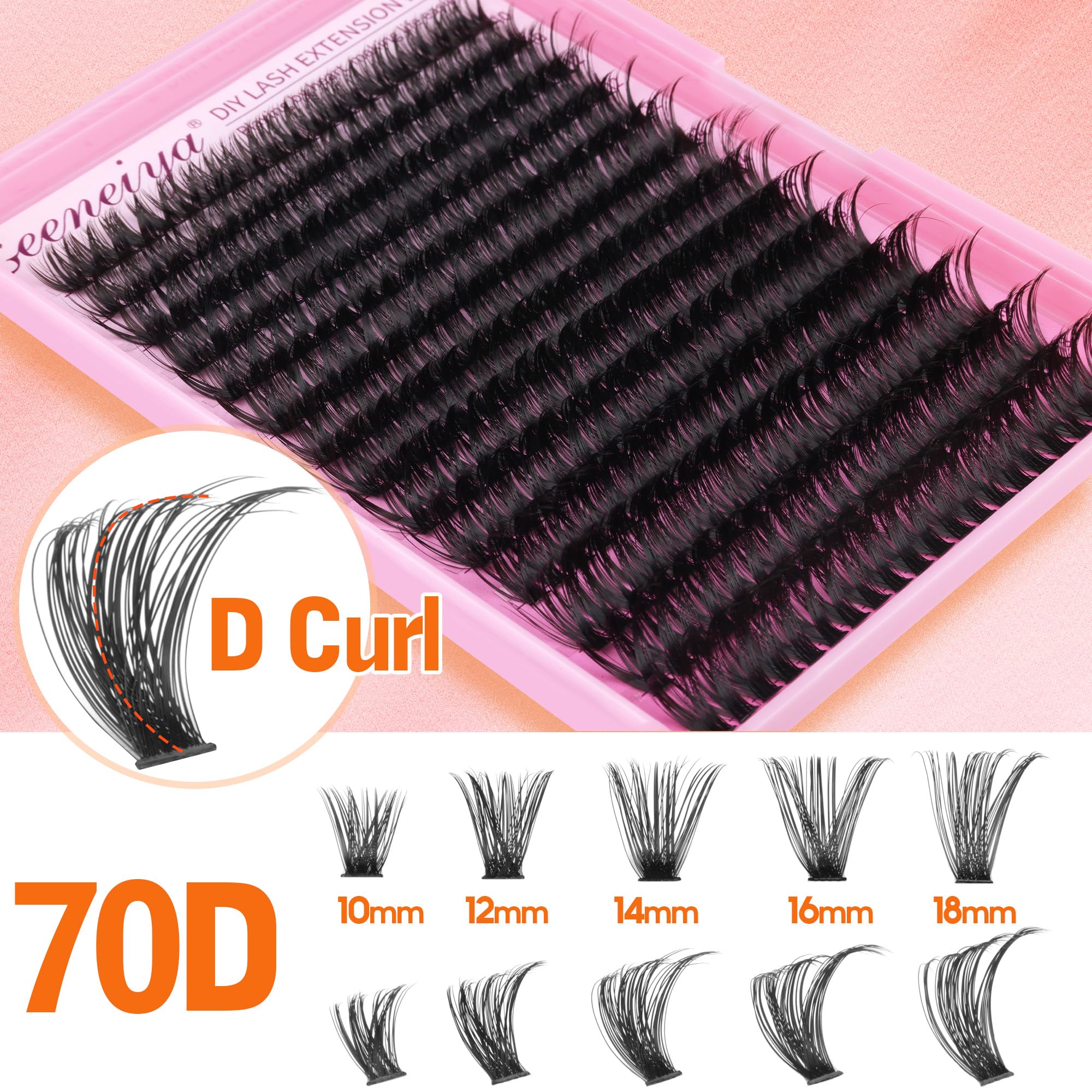 Geeneiya D curl cluster lashes for dense lash effect