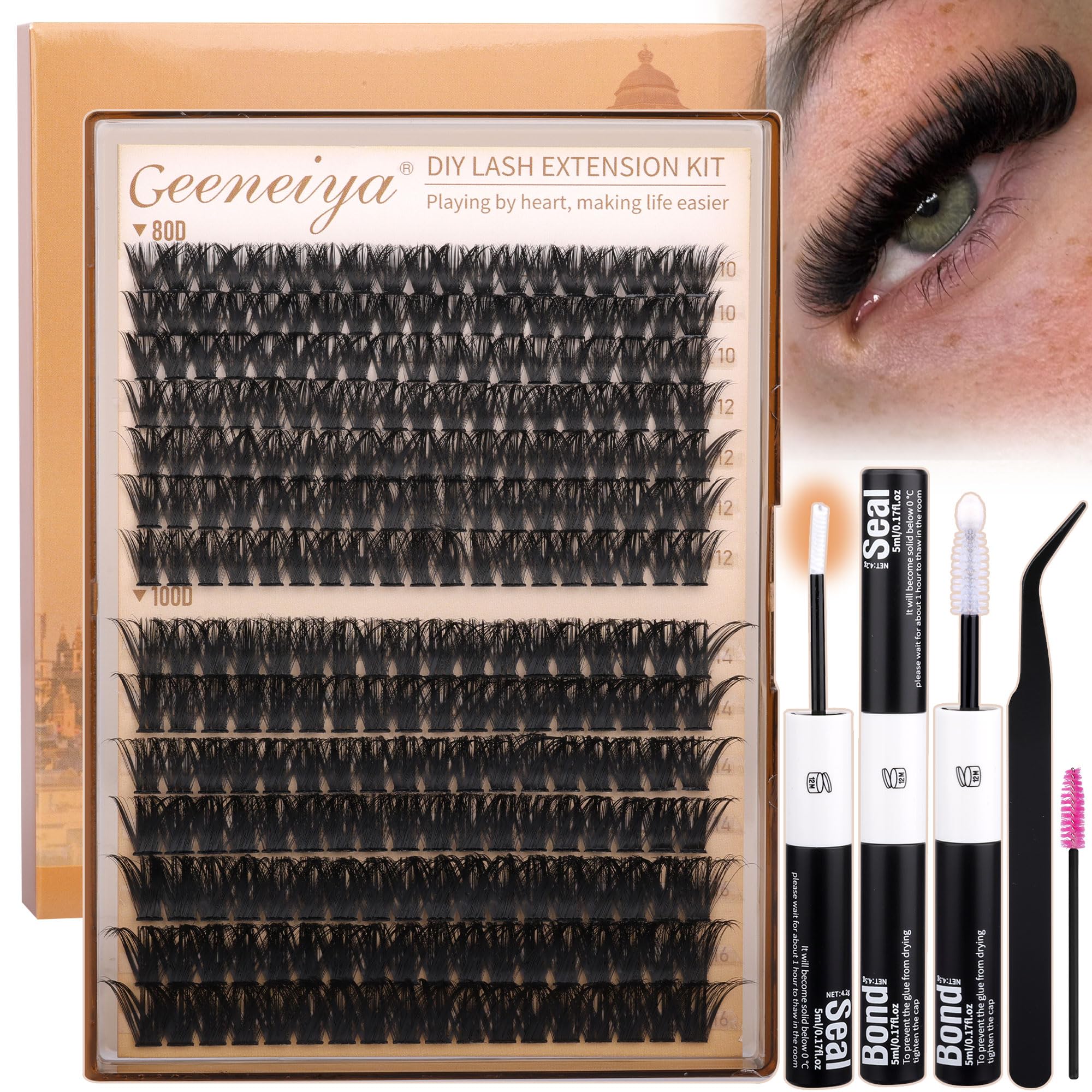 Geeneiya Volume Lash Clusters Kit packaging for at-home use