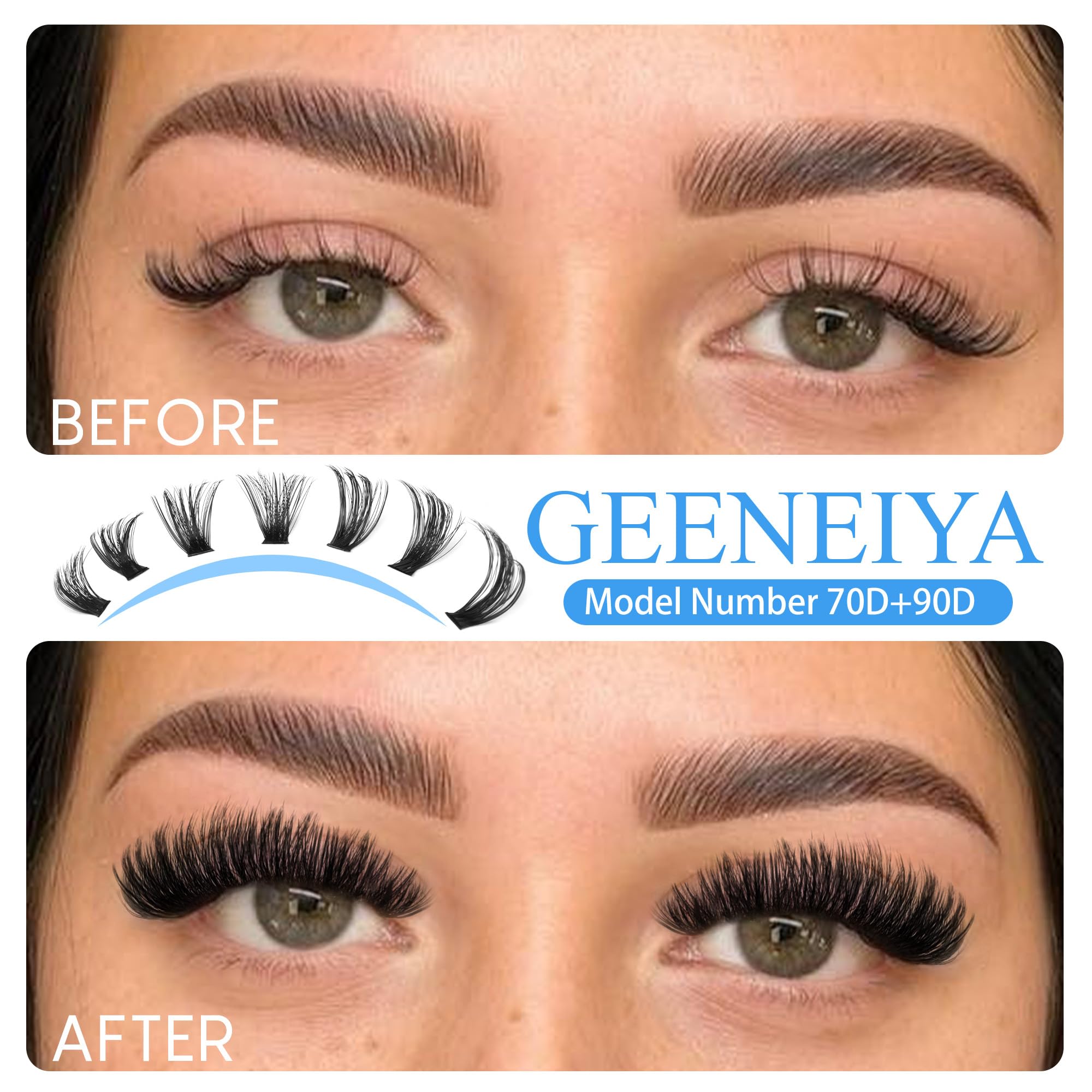 Geeneiya Wispy Lash Clusters 90D lashes for mega fullness