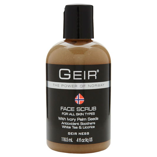 Geir Ness Face Scrub showcasing clear-skin focus for daily exfoliation