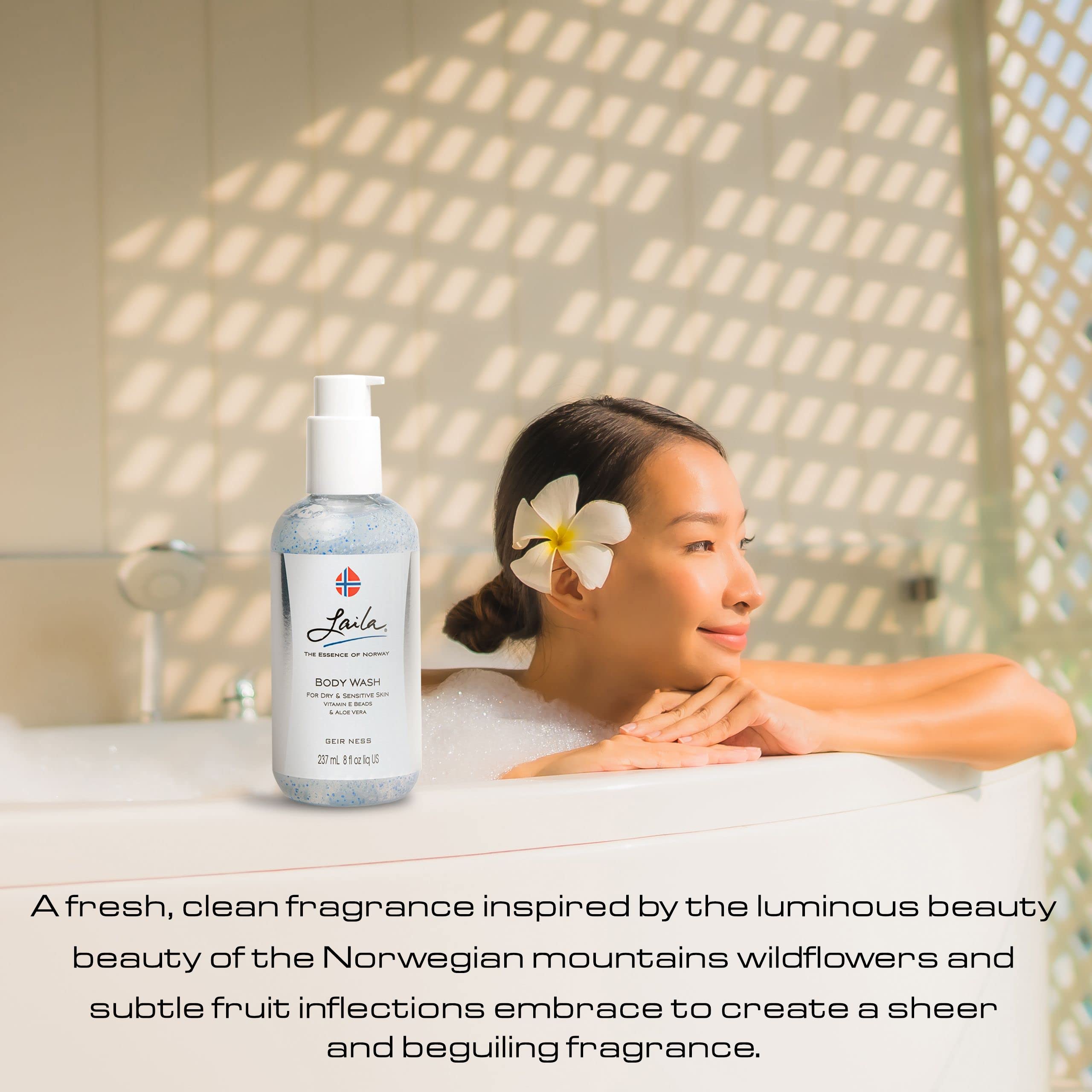 After-shower softness from Geir Ness Laila Body Wash on skin.