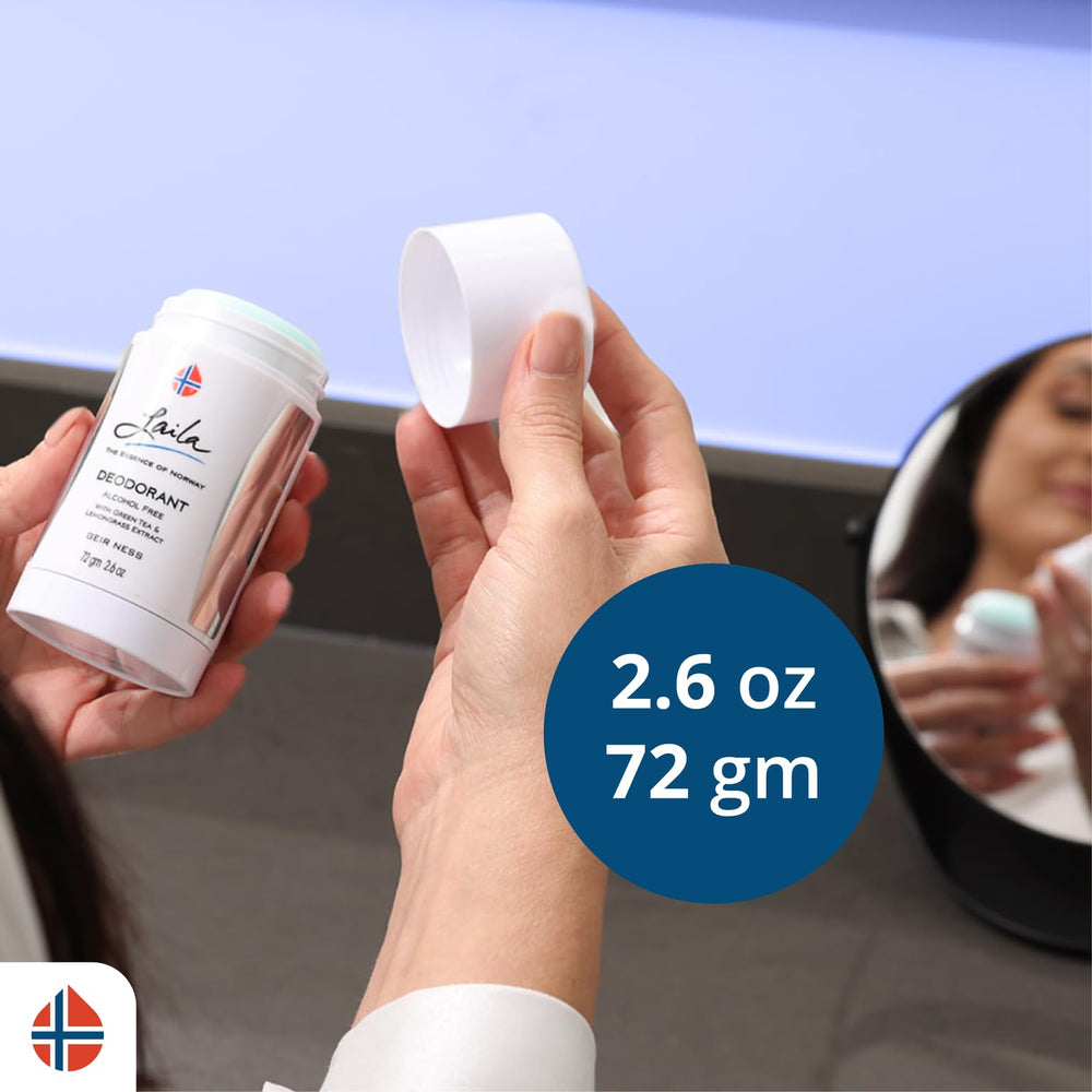 Geir Ness Laila deodorant stick open demonstrates smooth glide for daily use