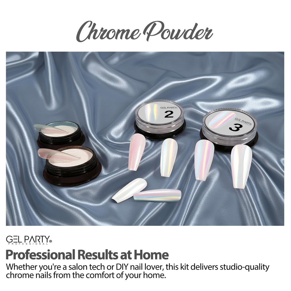 GEL PARTY holographic powder close-up reveals shifting color effects for dynamic nail art.
