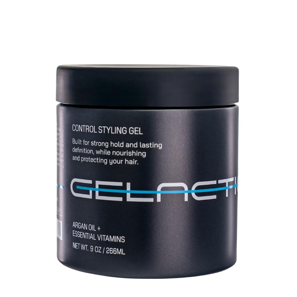 Gelactica Max Control bottle shows strong, long-lasting hold without flaking.