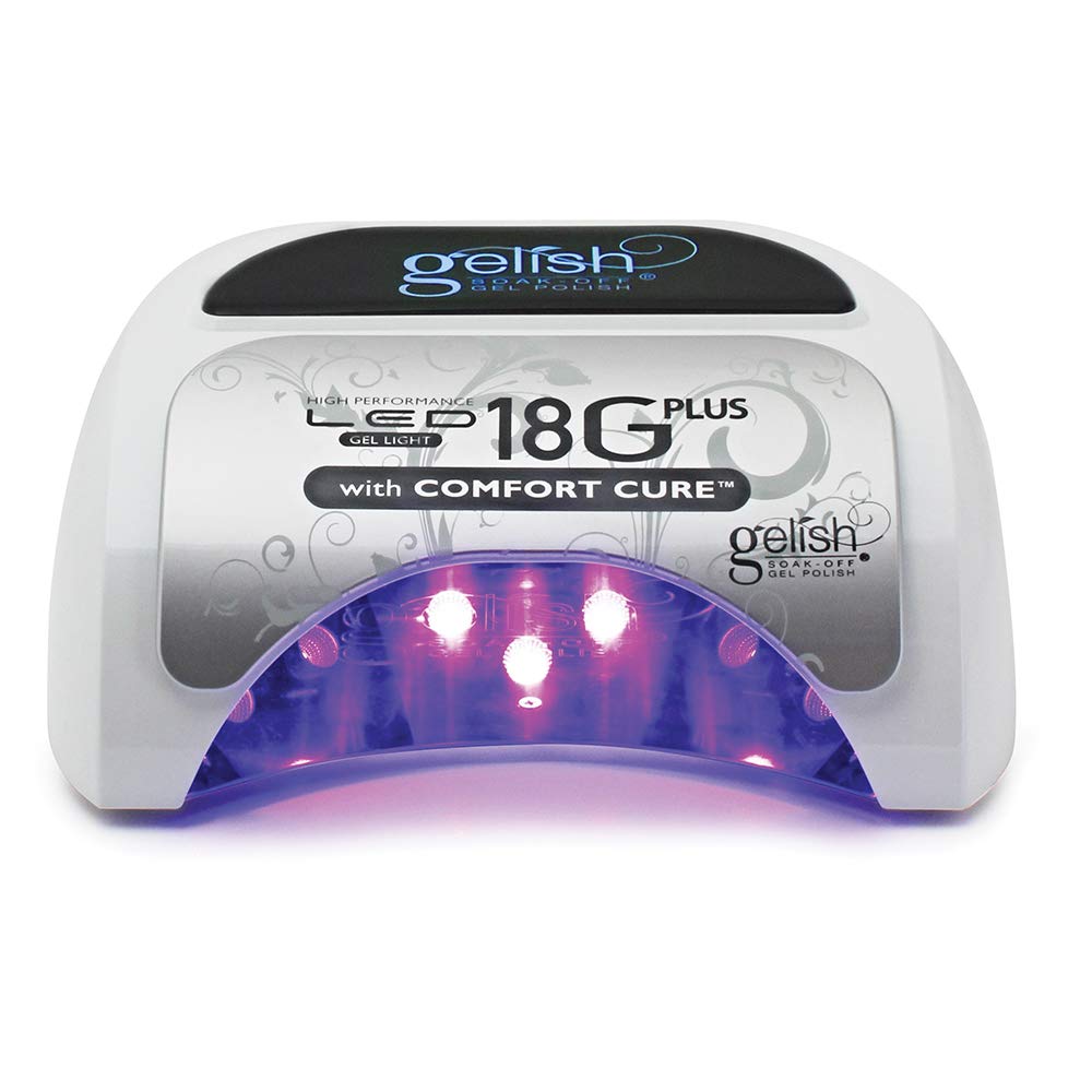 Gelish 18G Plus LED Light with Comfort Cure technology delivers comfortable 60-second curing for sensitive clients.