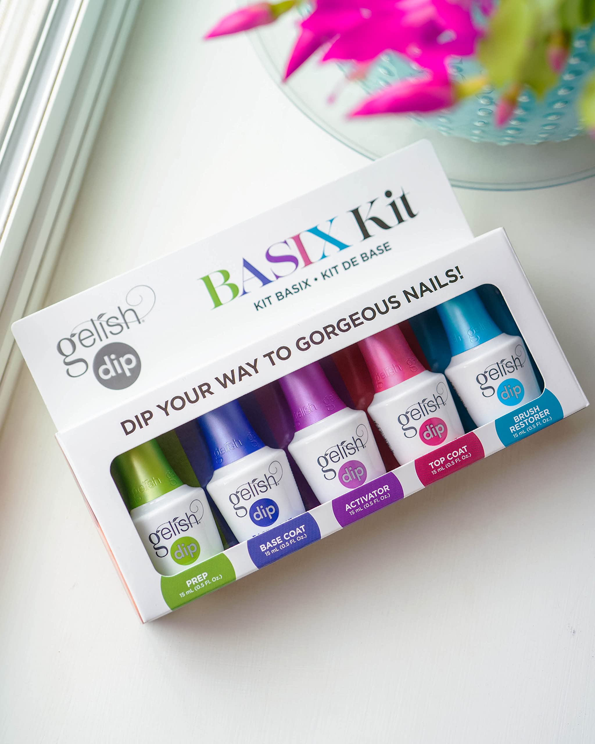 Gelish Dip Basix Kit base coat brush—promotes lasting color with even coverage and minimal lifting.