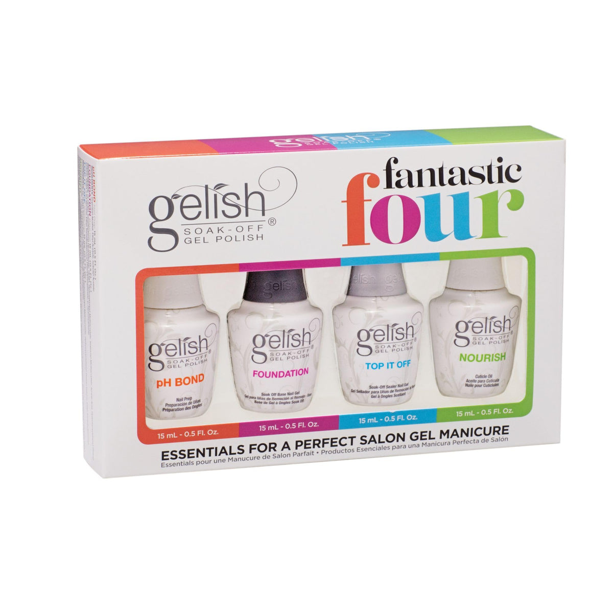 Gelish Fantastic Four Kit packaging shown for comfortable grip during long manicures.