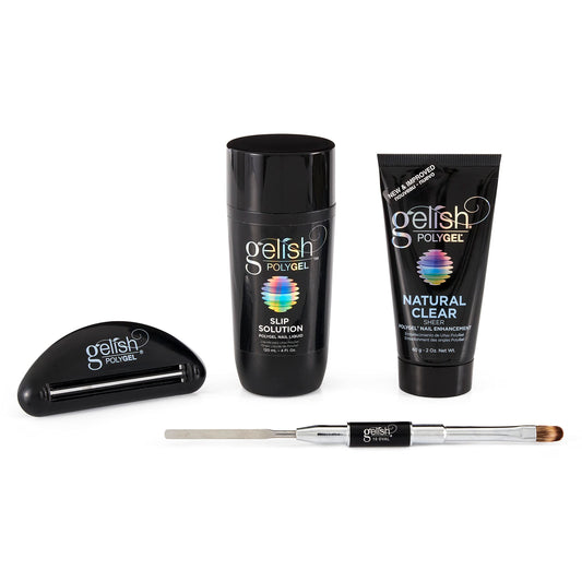 Gelish PolyGel Trial Kit case demonstrates organized setup for efficient professional nail technicians.