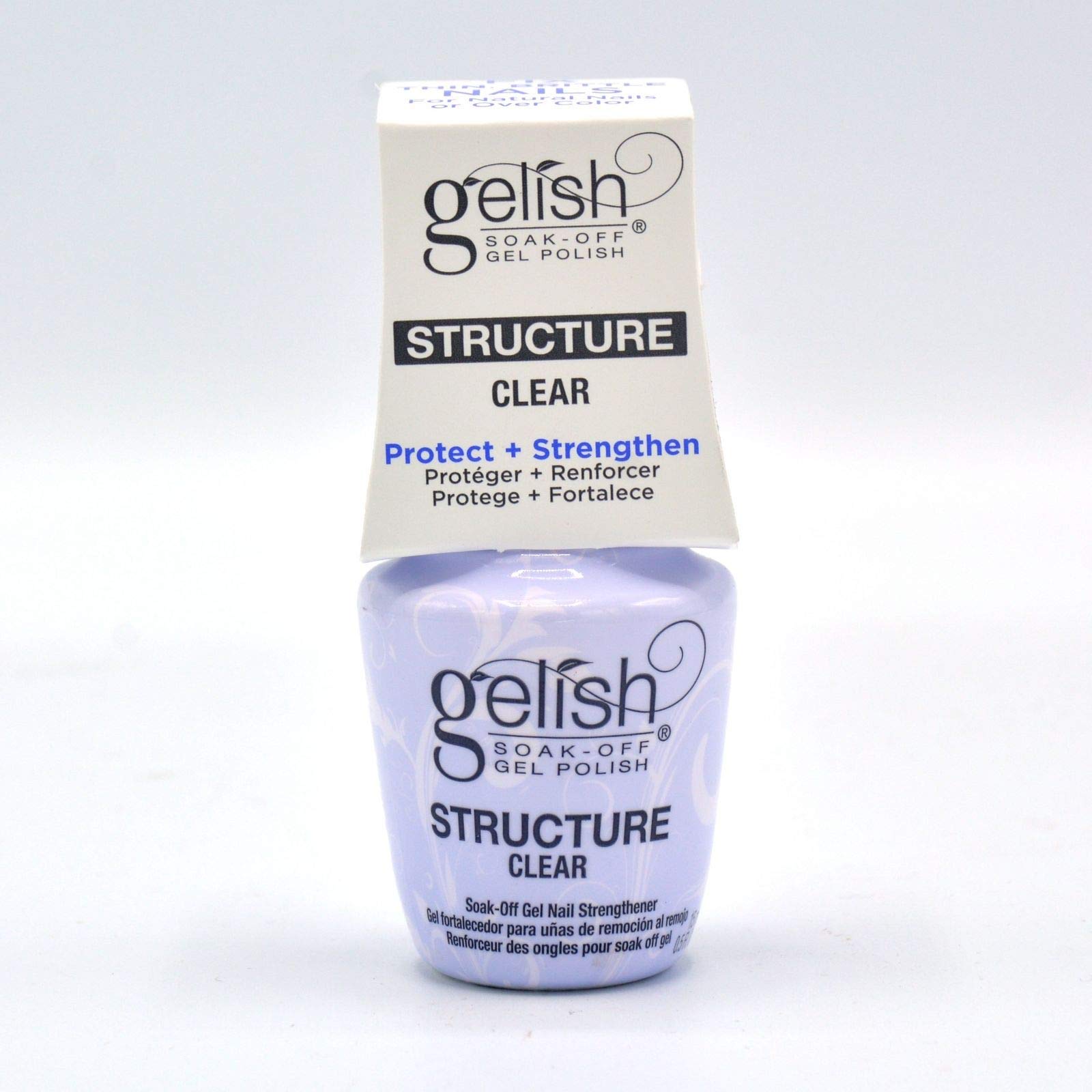Gelish Structure Gel Clear bottle for durable nail sculpting with soak-off removal.