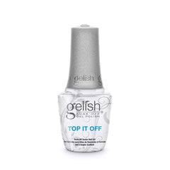 Gelish Top It Off bottle closeup showing a durable high-gloss seal.