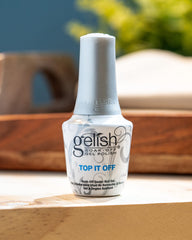 Gelish Top It Off high-gloss finish on nails after cure.
