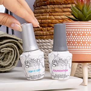 Gelish Top It Off Sealer Gel bottle showcasing high shine after curing.