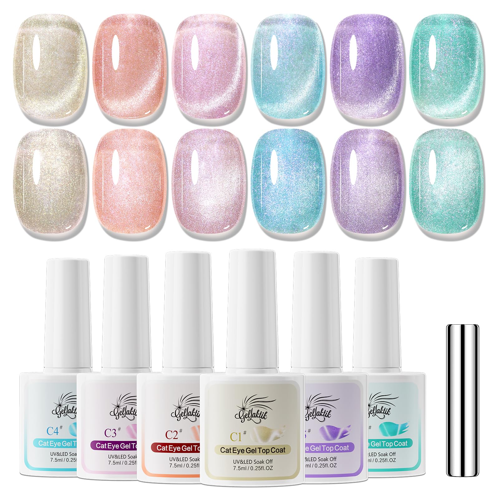 GELLAKTIK cat eye gel bottle with six color options for at-home nails