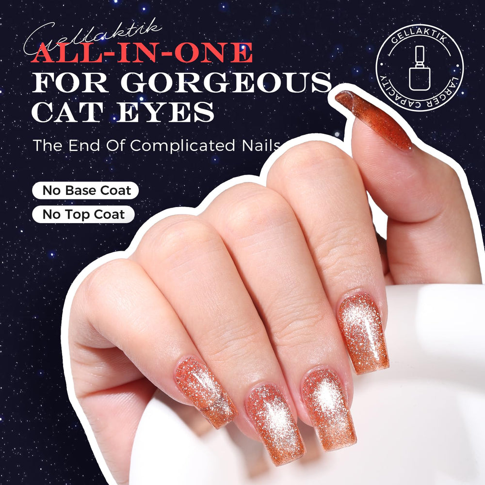 GELLAKTIK magnet design creates a sharp cat-eye line with sparkle.