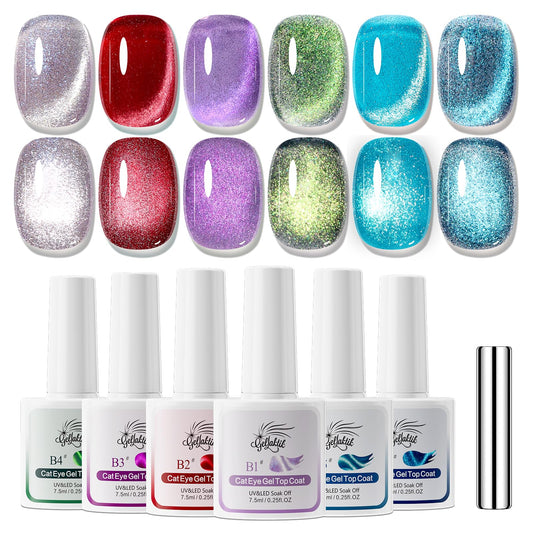 GELL AKTIK cat eye set with six shades for versatile magnetic nail art.