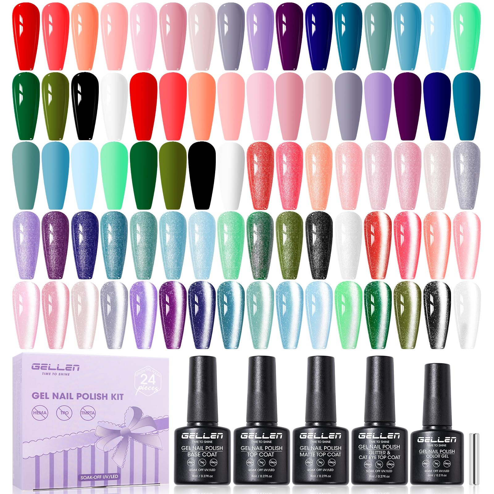 GELLEN 24-piece gel polish set full kit for at-home salon-quality nails