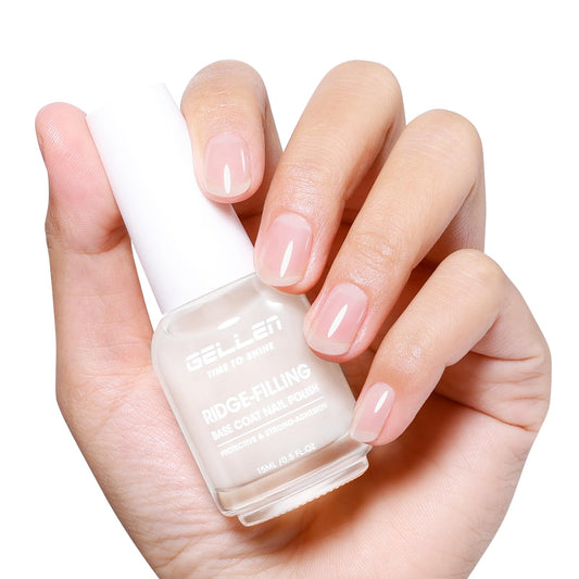 GELLEN ridge-filling base coat applied to create a smooth nail surface.