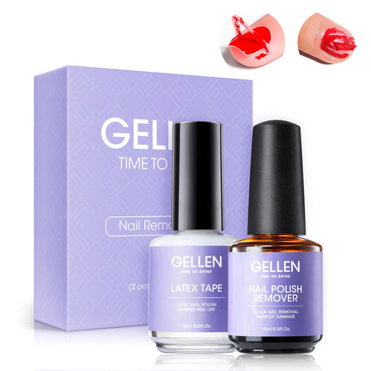 GELLEN gel nail remover kit bottle and latex tape for quick at-home removal