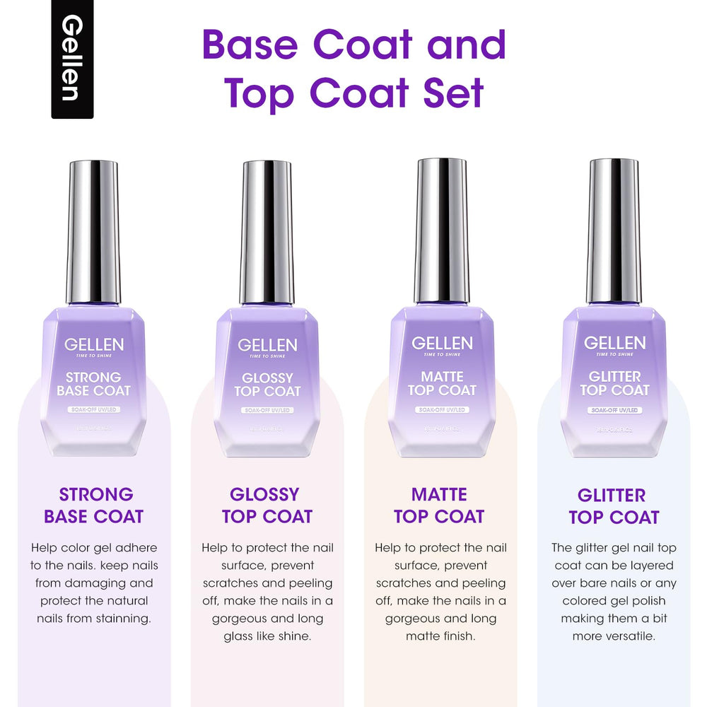 GELLEN glossy top coat bottle for brilliant shine and durable finish