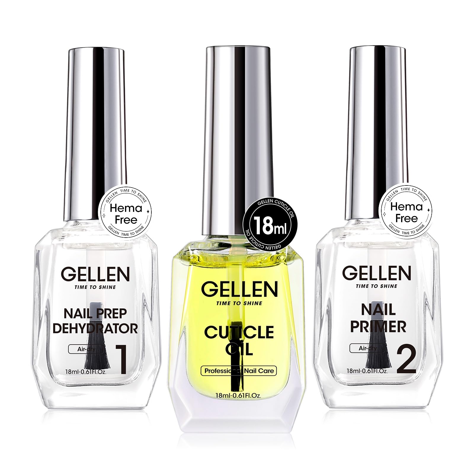 GELLEN Nail Dehydrator application shows prep for lasting gel adhesion.