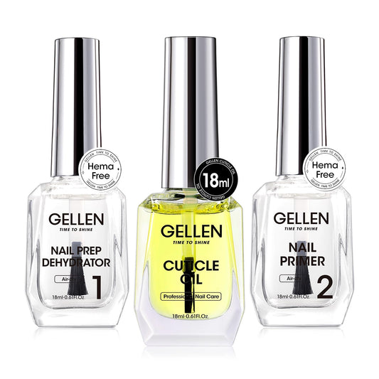 GELLEN Nail Dehydrator application shows prep for lasting gel adhesion.