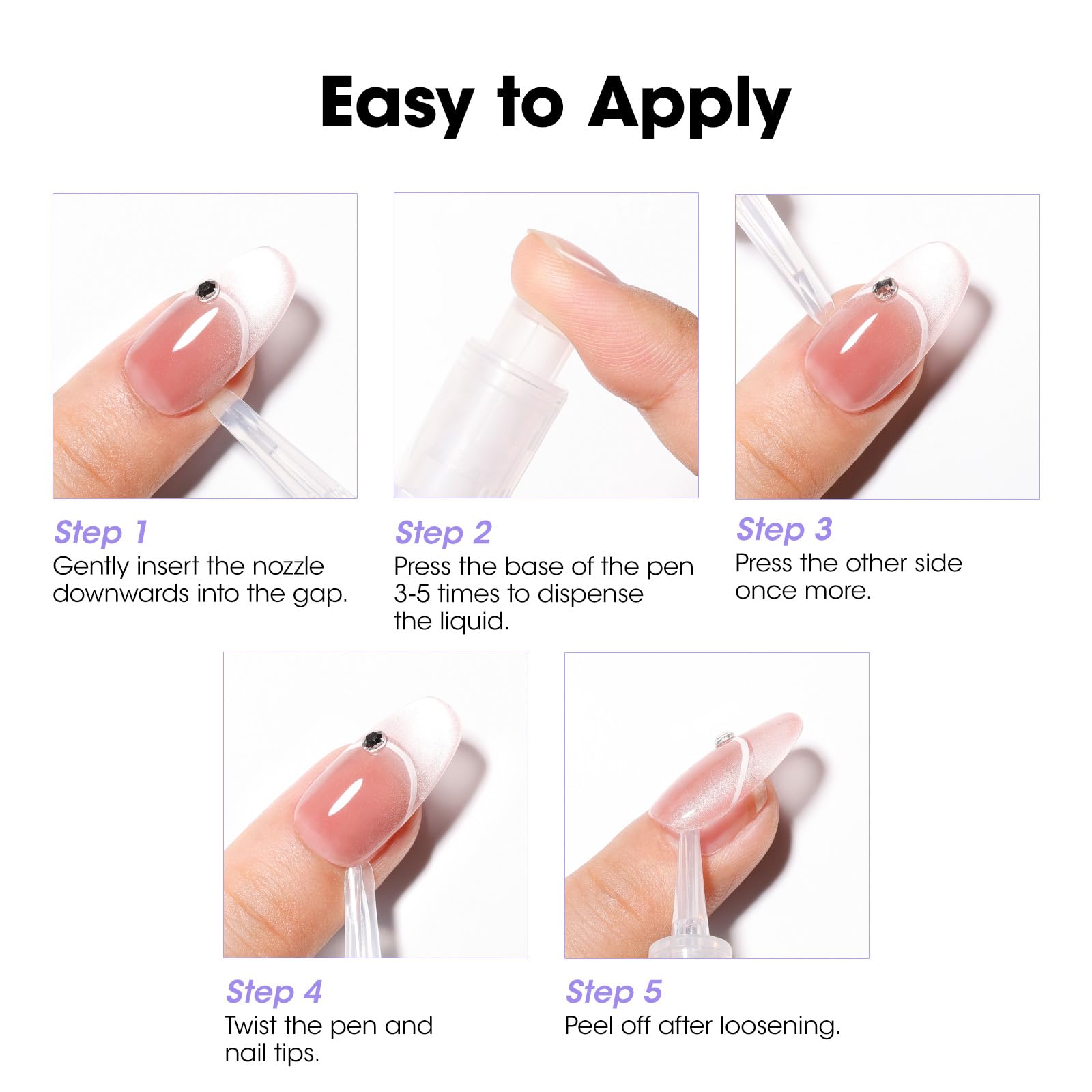 Safe for sensitive nails: Gellen remover reduces stress on nails.