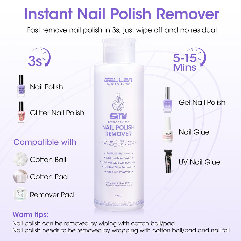 GELLEN odor-minimizing remover is suitable for sensitive nails and skin.
