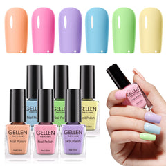 GELLEN pastel regular nail polish set with six colors for chic at-home manicures.