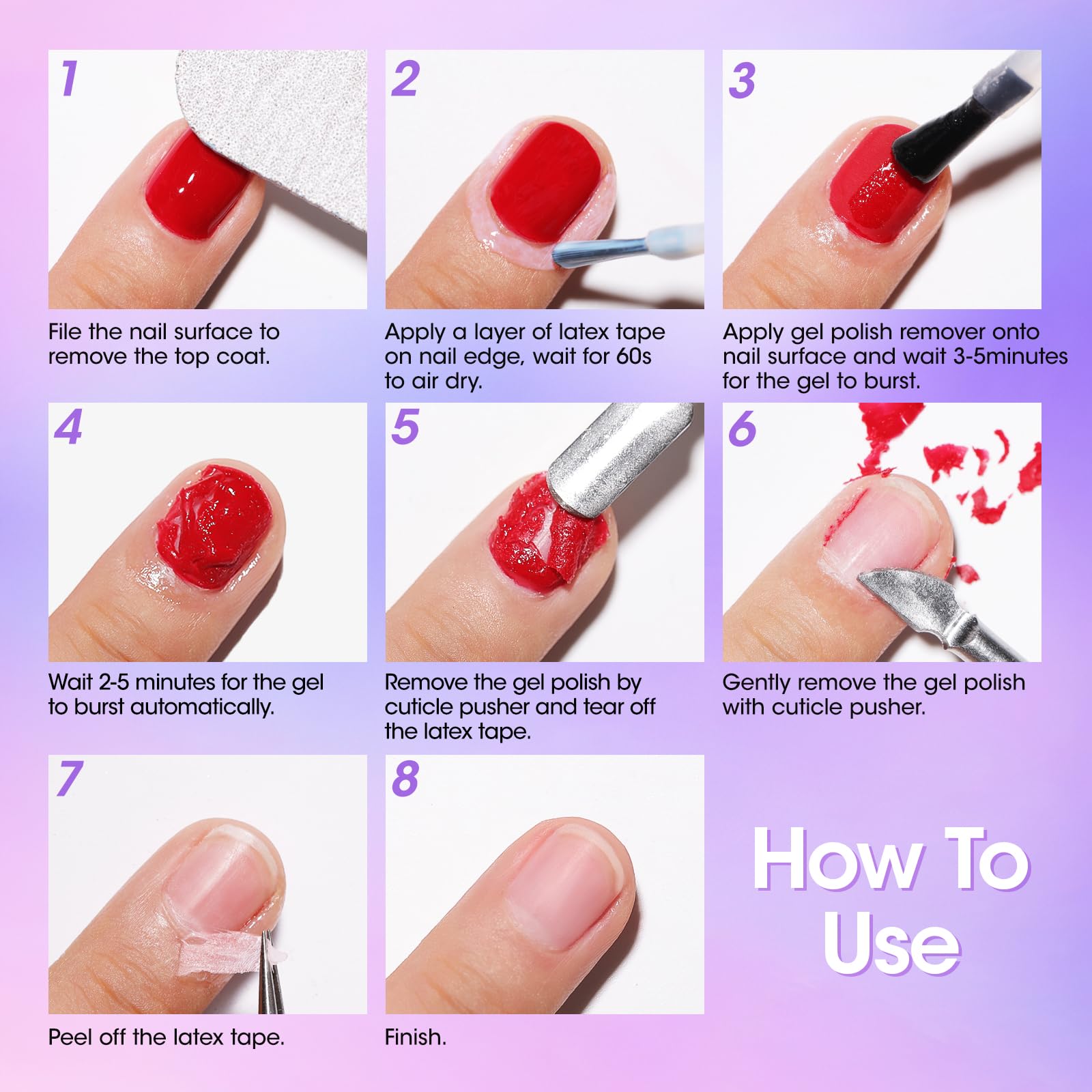 Peel-off latex tape protecting cuticle during polish work.
