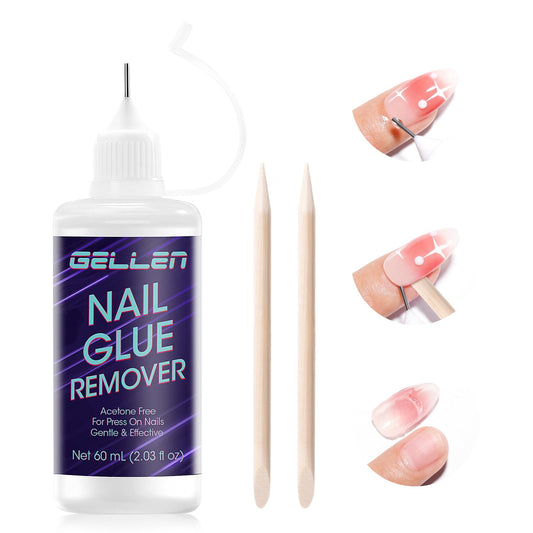 Gellen press-on nail remover with needle applicator for precise, mess-free glue removal.
