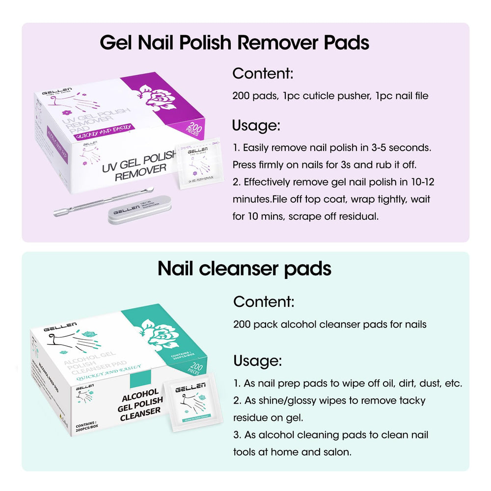 GELLEN remover pad in action, pressed to lift polish quickly.