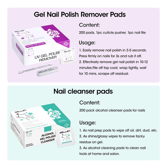 GELLEN remover pad in action, pressed to lift polish quickly.