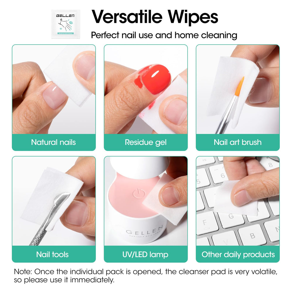 GELLEN remover pads individually wrapped for on-the-go nail care.