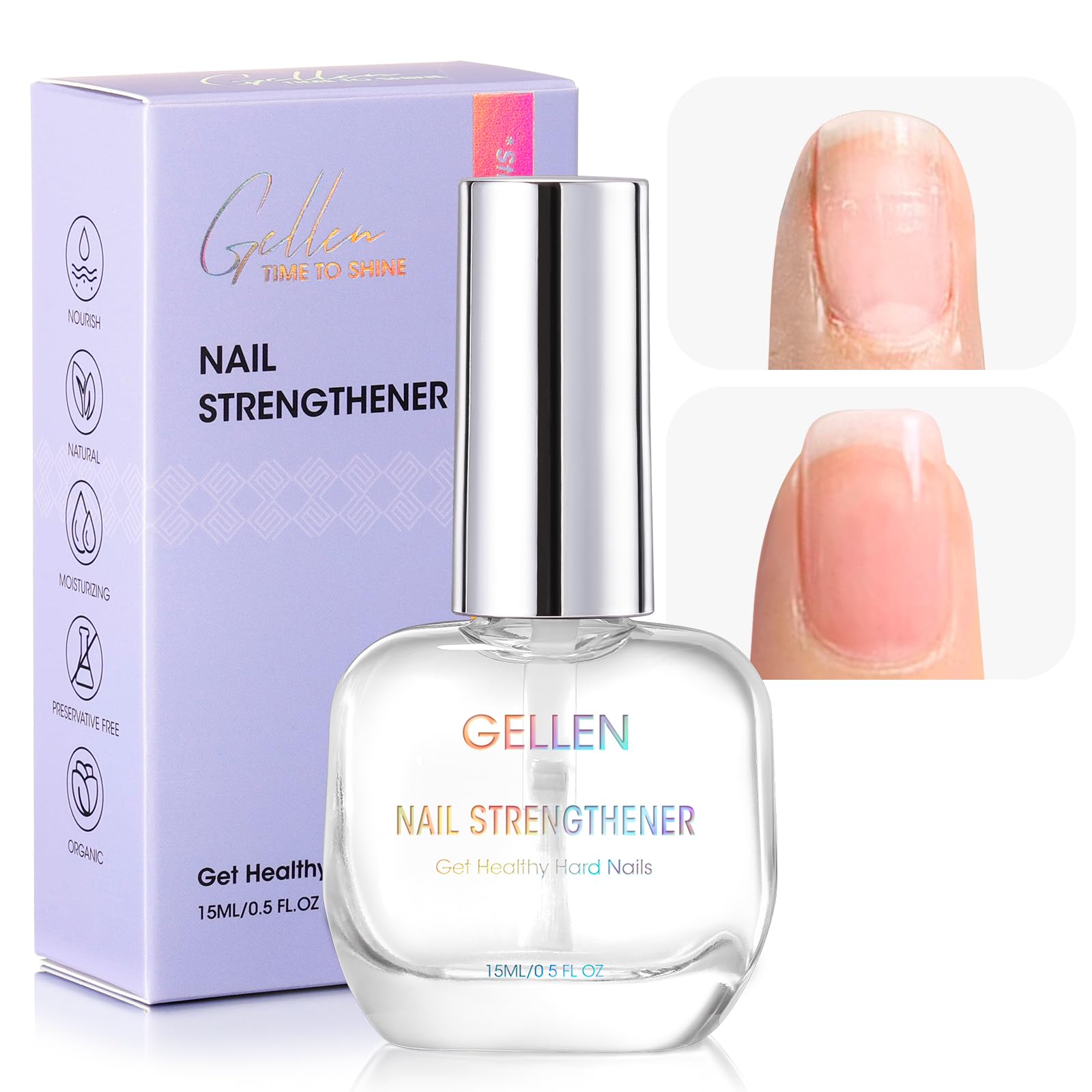 GELLEN Unscent Nail Strengthener bottle, fragrance-free formula for sensitive nails