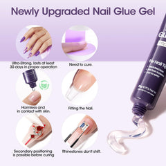 GELLEN UV nail glue delivers fast 60-second set and secure bond.