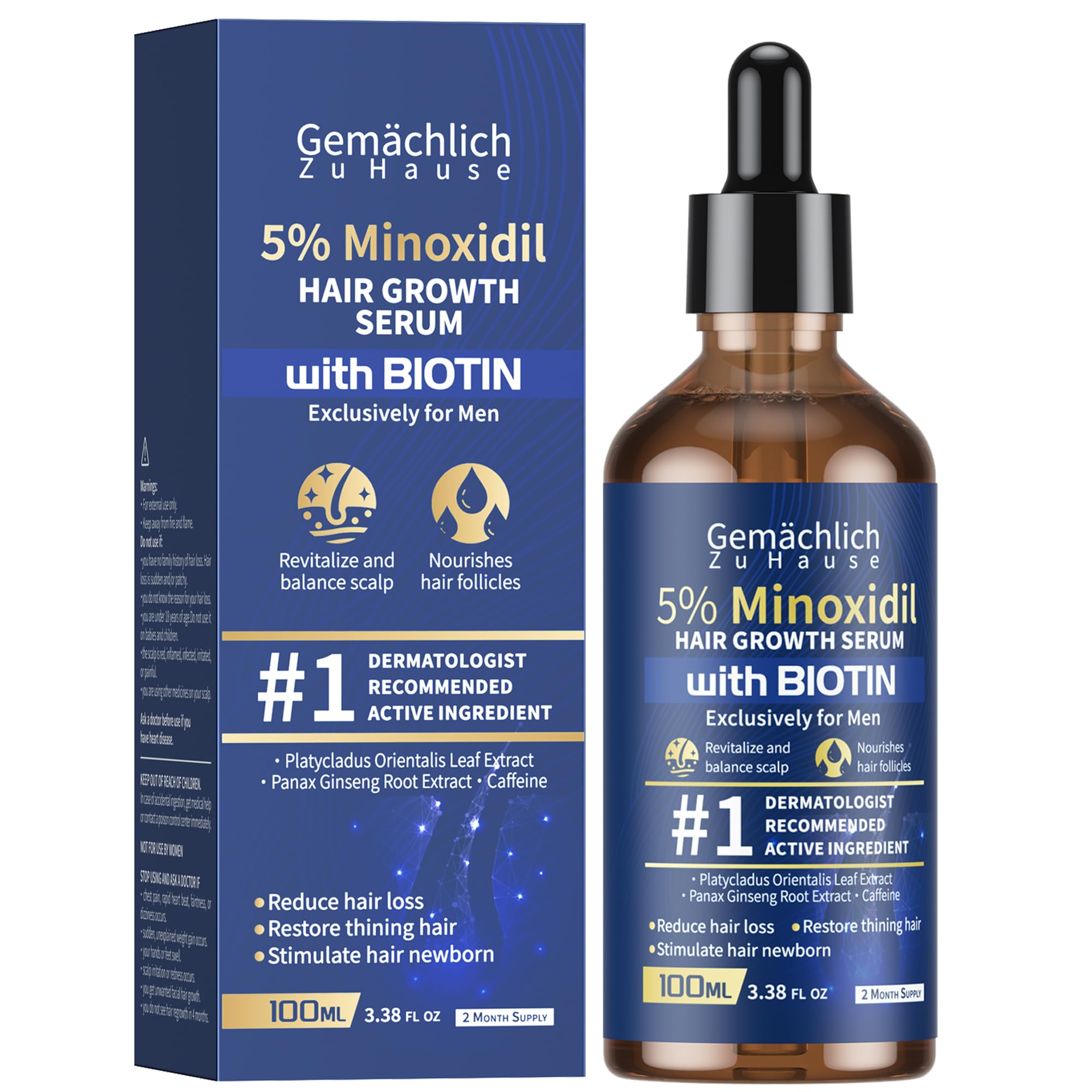 Gemächl ich Zu Hause Minoxidil bottle for at-home hair regrowth.