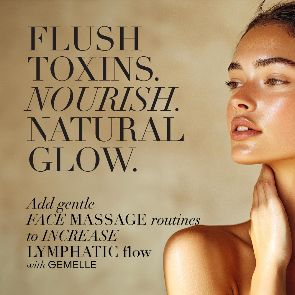 Gemelle Lymphatic Face Oil night application provides deep nourishment.
