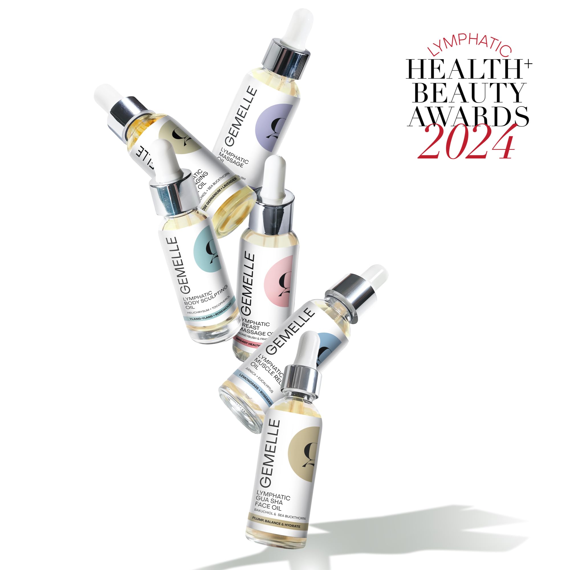Gemelle Lymphatic Face Oil rose geranium scent enhances massage.