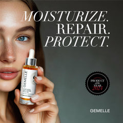 Gemelle Lymphatic Face Oil texture close-up shows silky, fast-absorbing finish.