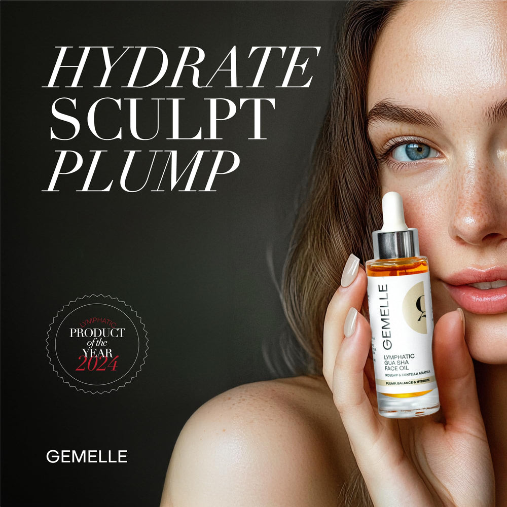 GEMELLE oil applied with gua sha tool for soothing glide