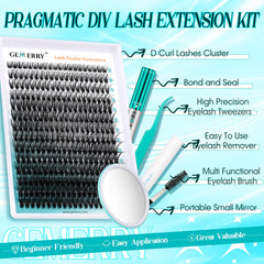 Close-up of GEMERRY D Curl lash clusters for natural to fluffy volume
